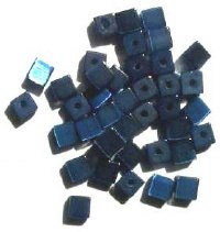 40 4mm Navy Fiber Optic Cat Eye Cube Beads